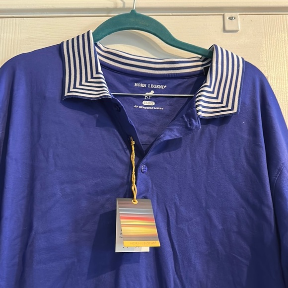 Horn Legend Mariner Blue Egyptian Giza Cotton Quiet Luxury Polo Mens XL Golf - Picture 2 of 7
